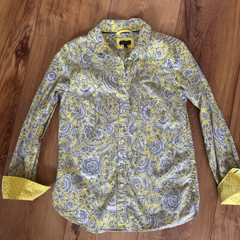 Talbots Yellow Floral Women’s Button-Up Shirt